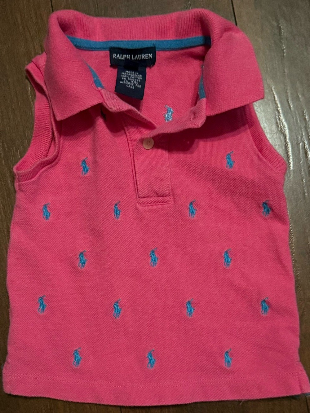 Ralph Lauren Polo Hot Pink Sleeveless Polo with Blue Pony Embroidery
